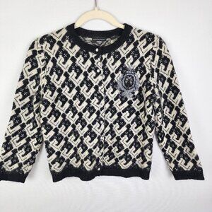 Moda International Vintage Wool/Angora Blend Pearl Button Up Sweater S